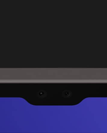 Close-up of Galaxy Tab S9+ Ultra's camera system on the front, showcasing the 12 MP Front Wide and 12 MP Front Ultra Wide.