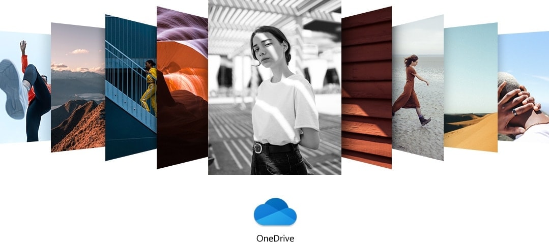 Une galerie contenant différentes images prises avec les Galaxy Note20 et Note20 Ultra, avec le logo Microsoft OneDrive.