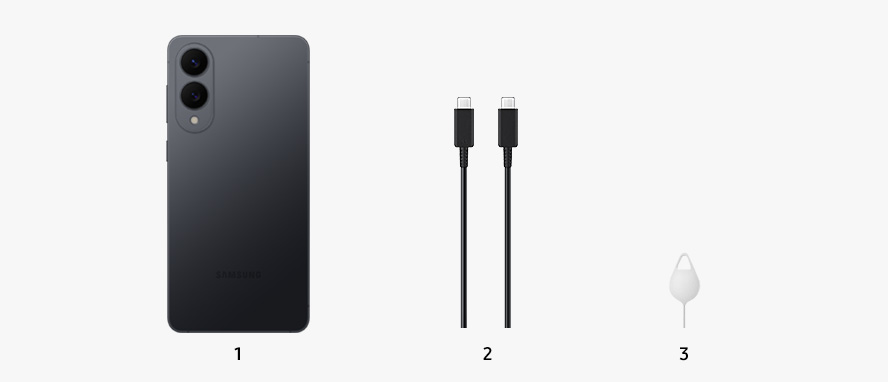 Le Galaxy S25 Edge en Noir Absolu Titane est vu de l'arrière avec un câble de chargement de batterie, juste à côté de l'outil d'éjection de la carte sim.