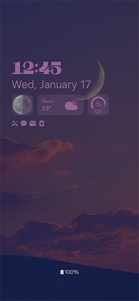 A customized Always On Display with moon phase, weather and air quality widgets.