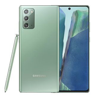 Galaxy Note20 Mystic Green front and rear