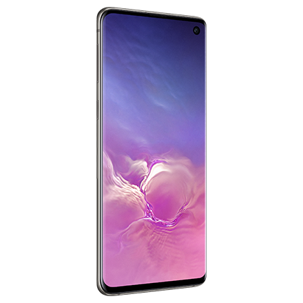 Galaxy S10 Prism Black front with right rotation 