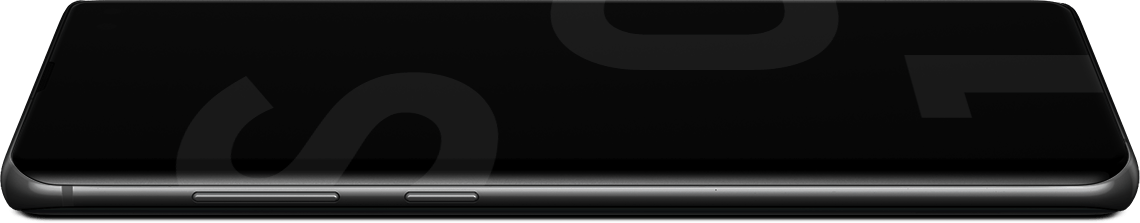 Galaxy S10 plus laying on its back seen at a slight angle, without a display, and with an illustrated representation of the hardware with the AP floating above. The display comes in from above and attaches to the phone.