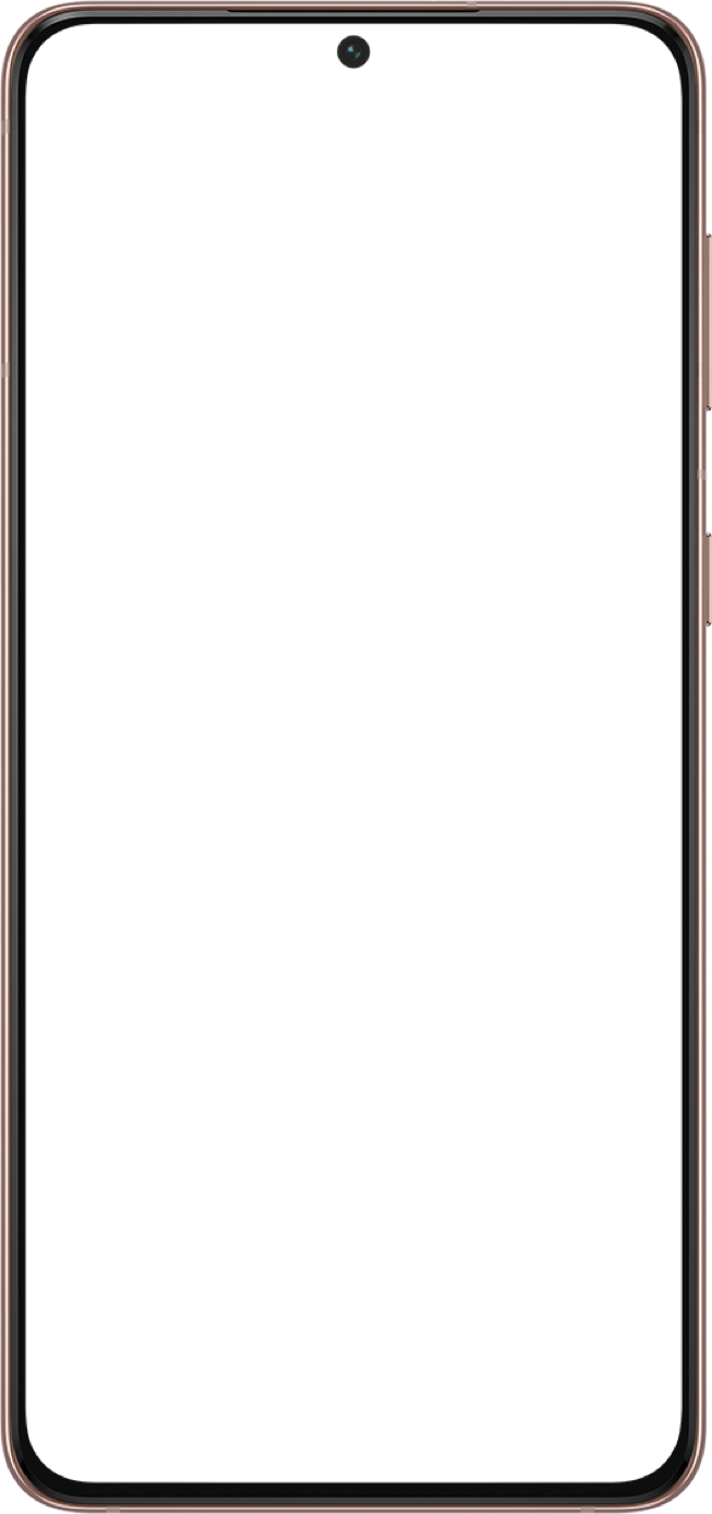 Number 64 with a yellow flower in the center shown through a Galaxy S21 Plus 5G phone cut-out.