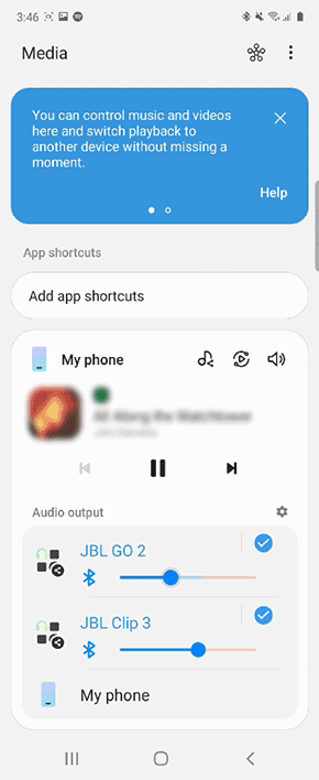 Start playing music and adjust volume coming from speakers