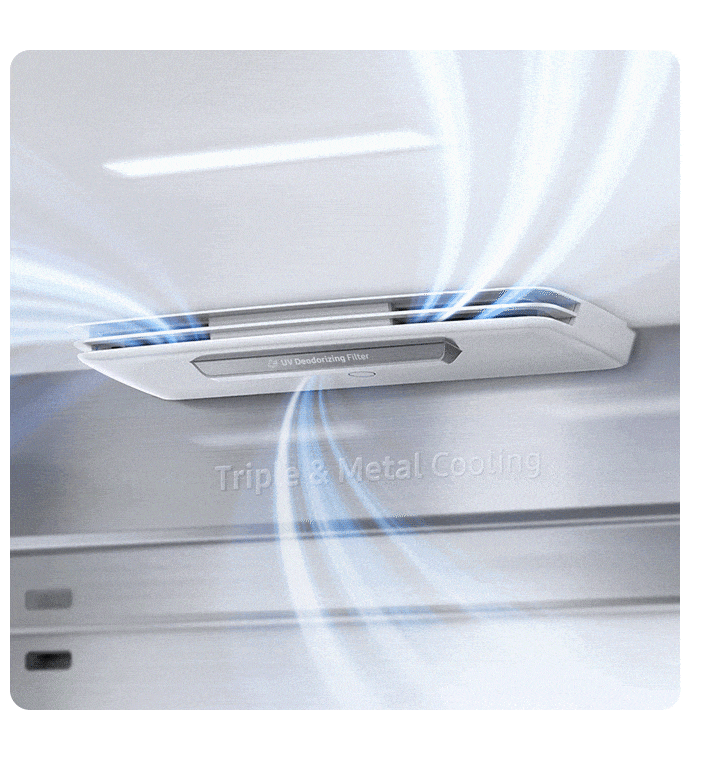 A built-in deodorizing filter uses UV light to continuously reduces odors and keep the inside air fresh and purified.
