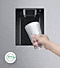 A GIF showing a user fills a cup with water from a water dispenser, with logo that reads BPA Free in the bottom left corner.
