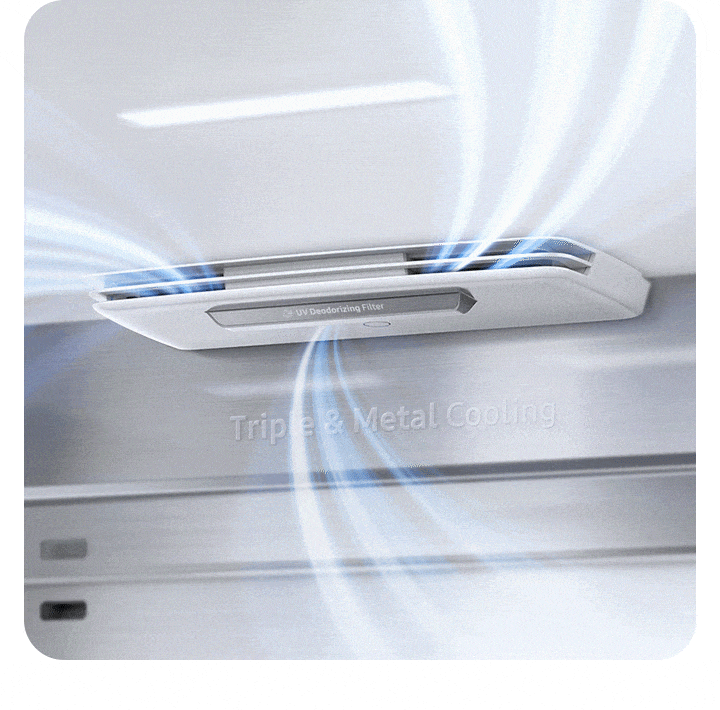 A built-in deodorizing filter uses UV light to continuously reduces odors and keep the inside air fresh and purified.