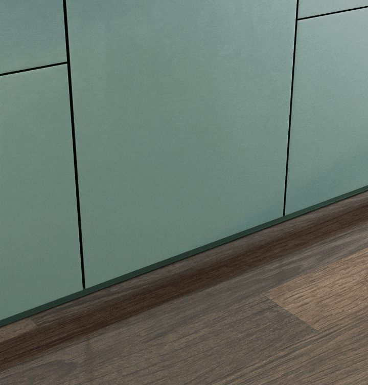 Masina de spalat vase incorporabila Samsung, 14 Seturi, Clasa B, WaterJet Clean, Extra Quiet, Hygienic Care, Auto Open Door, DW60BG850B00ET 14 Afișează un fasole alb de lumină proiectat pe podea în timpul unui ciclu de spălare, astfel încât să puteți vedea clar dacă mașina de spălat vase funcționează.