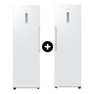 1 Door Tall Fridge SpaceMax 387L and 1 Door Tall Freezer with All-around Cooling – White White