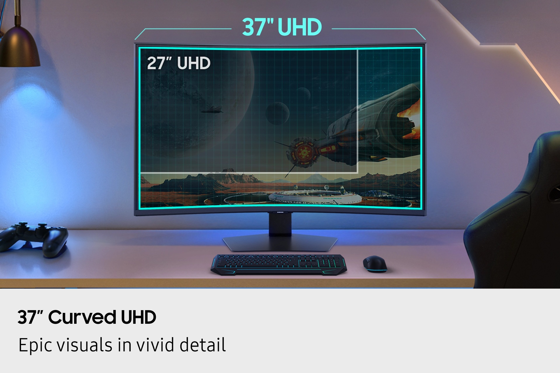 37" Odyssey G7 G75F UHD 165Hz Curved Gaming Monitor Black
