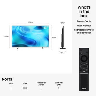 43" Crystal UHD U7020H 4K Samsung Vision AI Smart TV (2026) Black