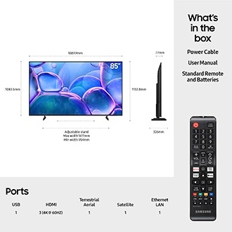 85" Crystal UHD U7000F 4K Smart TV (2025) Black