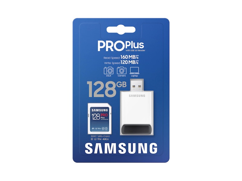 PRO Plus 128 GB Full Size SDXC Card UHS-I + Reader White