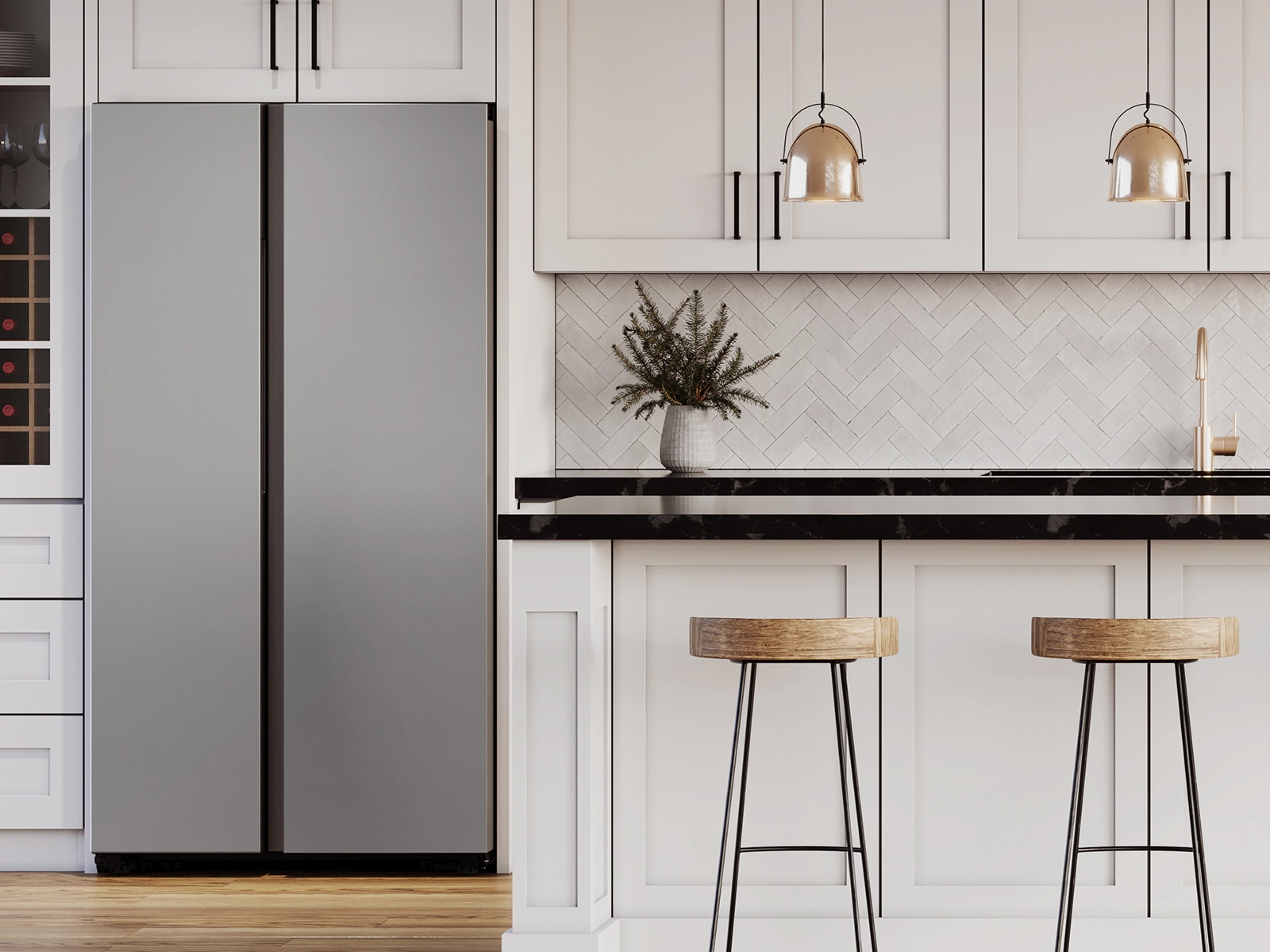 RS5300C Side By Side Refrigerators with Bespoke Slide-In-Shelf Silver 