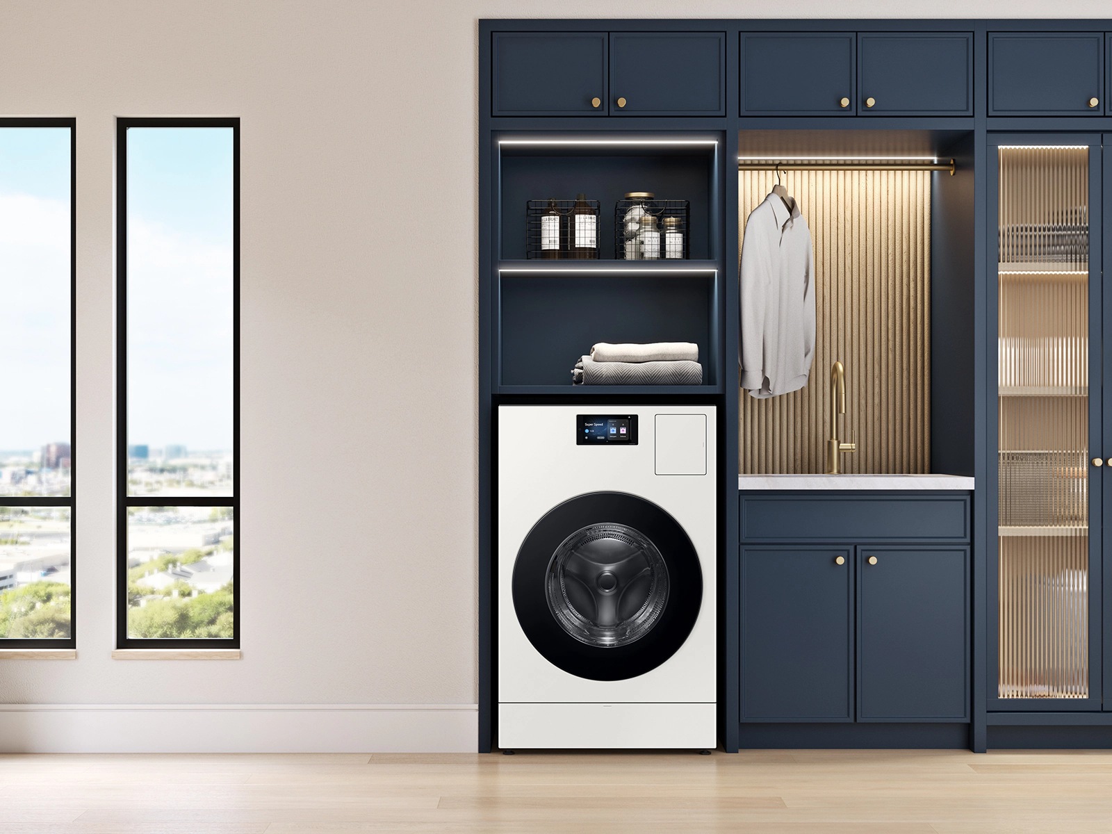 5.3 cu. ft. Bespoke AI Laundry Vented Combo™ All-in-One Ultra Capacity Washer and Electric Dryer with AI Home in Ivory