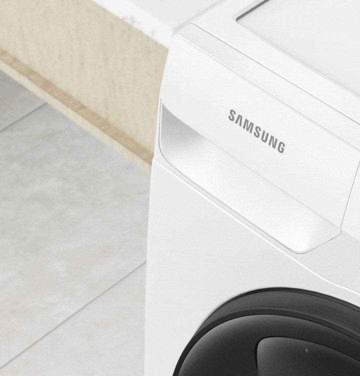 Samsung lave-linge WW9800, 9kg, Tint Door (Silver Deco), blanc
