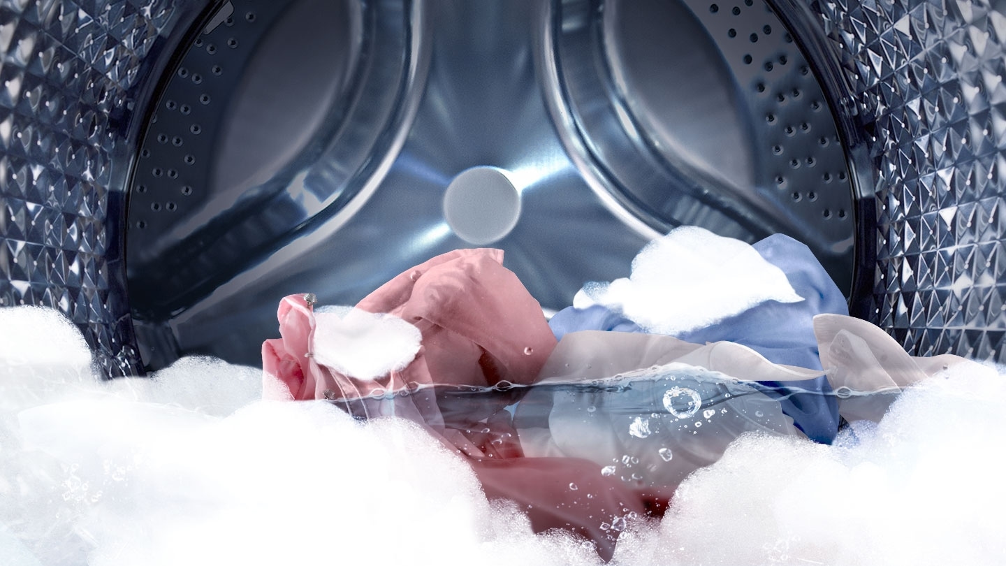 The Bubble Soak function soaks laundry with lathered detergent.