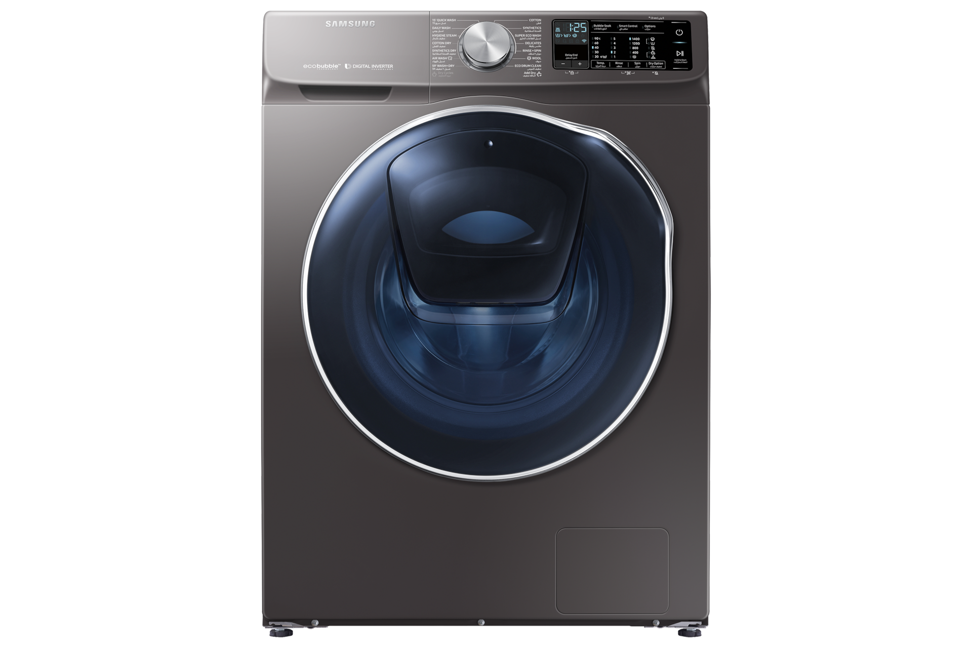 Samsung High Efficiency Stackable Front Load Washer With Steam And Addwash Black Stainless Steel 7001