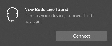 Показать новые находки Buds Live в интерфейсе подключения