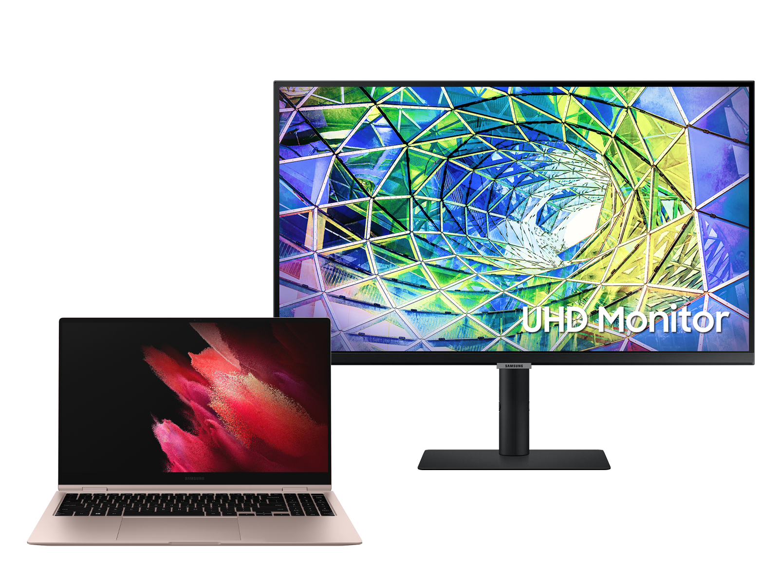 Galaxy Book Pro 360, 15”, 1TB, Bronze and 27” UHD High Res Monitor with USB-C Bundle