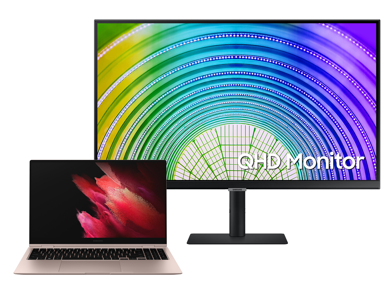Galaxy Book Pro 360, 15”, 1TB, Bronze and 32” High Res Monitor with USB-C Bundle