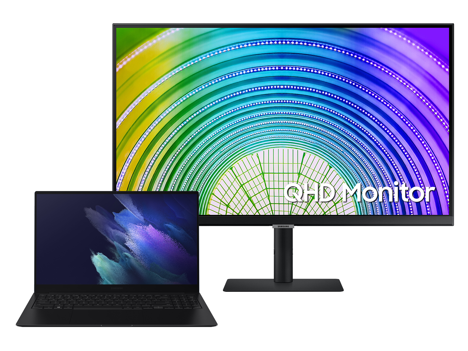 Galaxy Book Pro 360, 15”, 1TB, Navy and 32” High Res Monitor with USB-C Bundle
