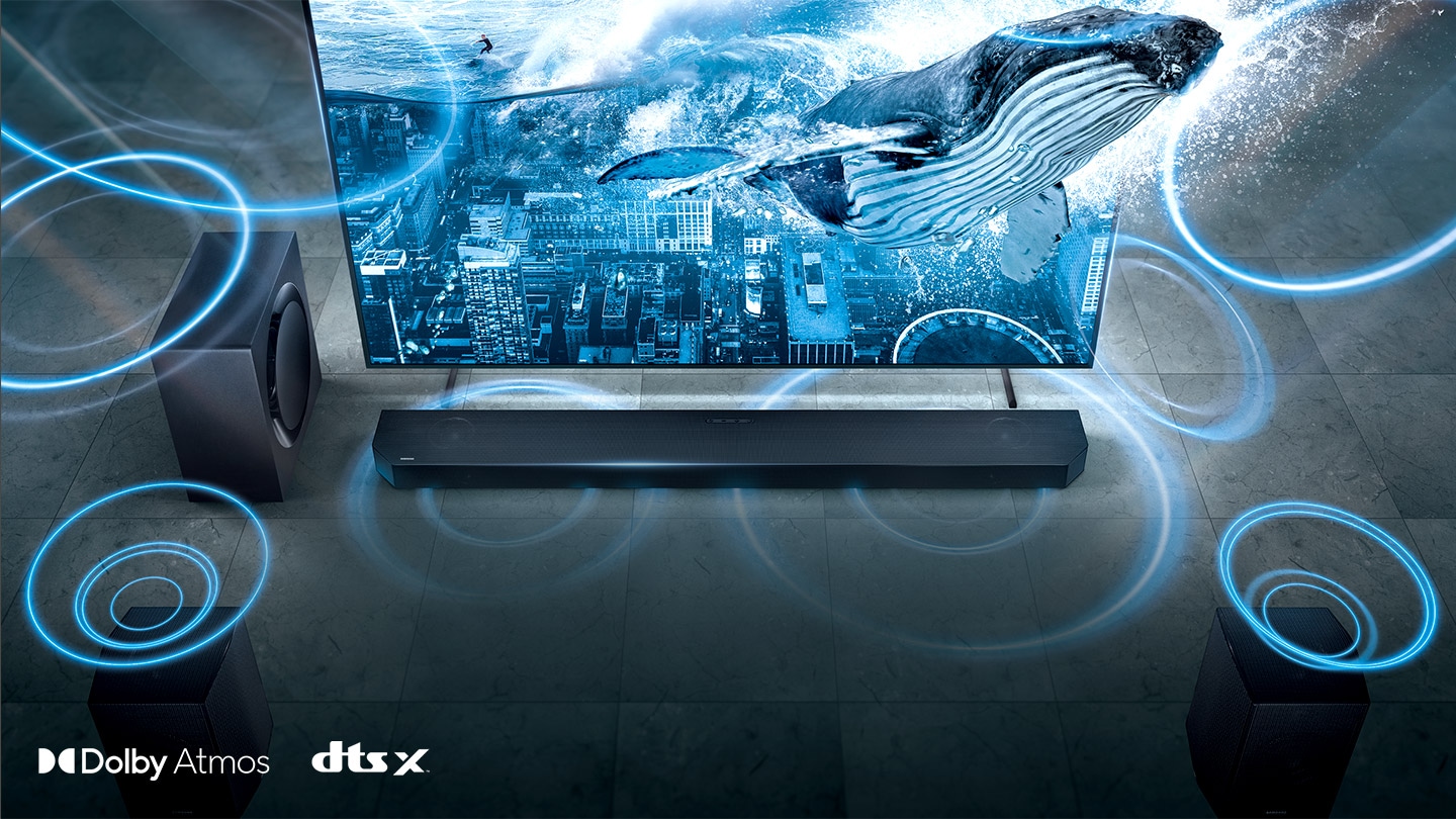 Soundbar dts x dolby hot sale atmos