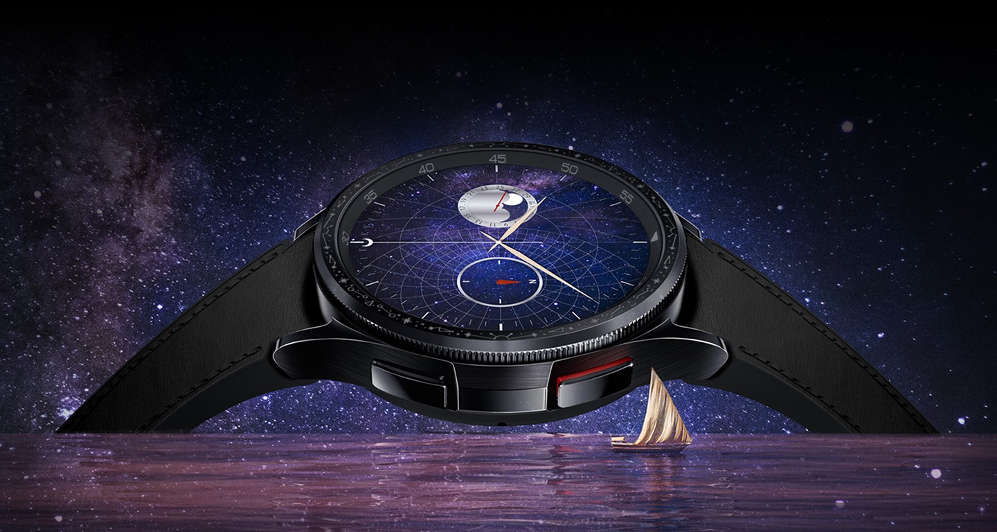 Galaxy Watch6 Classic Astro Edition with a classy-looking watch face can be seen.