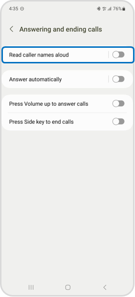 How do I enable caller name reading on my Samsung device? Samsung Gulf