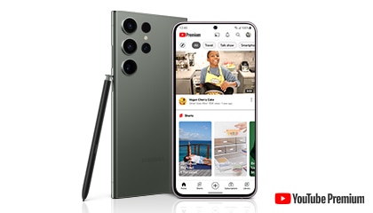 The YouTube app is being displayed on the screen of Galaxy S23 Ultra
