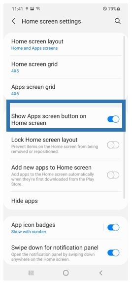 How can I display the Apps button on the screen of Samsung device ...