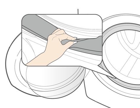 How do we clean the door seal/bellow of Front loading washing machine?