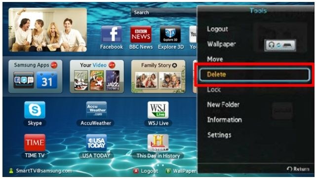 Guide on How to delete applications on Smart Hub of Samsung Smart TV