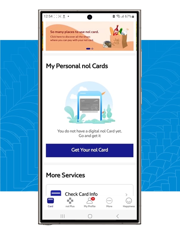 Open the nol Pay app and tap on 'Get my nol card