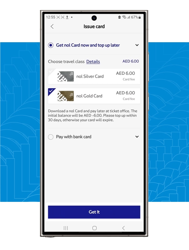 You will see a notification, informing you that you can only digitise a nol card if it is a silver or gold card. Tap on 'Next'.'