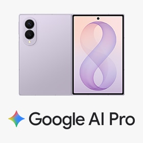 Lavender foldable smartphone with Google AI Pro