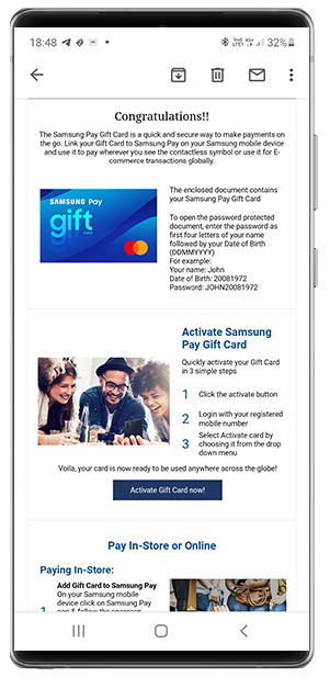 Click on Activate Gift Card now!