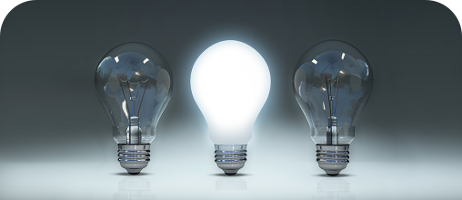 The lighted light bulb represents Samsung’s philosophy of Progressive Innovation. 
