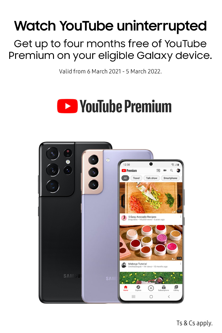 Get 4 Months Of Youtube Premium Samsung Africa