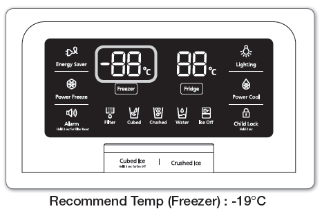 samsung refrigerator temperature control panel