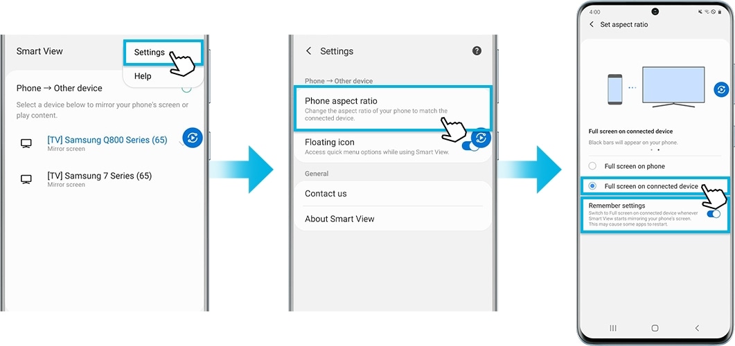 how to set phone aspect ratio