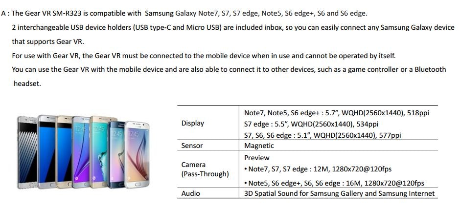 samsung galaxy vr compatible phones