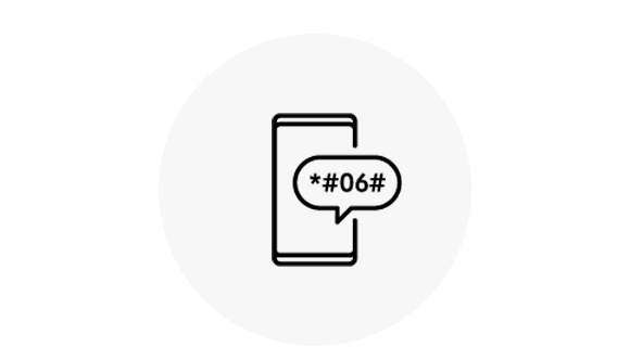 An icon for Method 1: a smartphone screen overlaid with a speech bubble containting the text "*#06#"