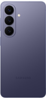 Galaxy S26 en Cobalt Violet visto desde atrás.