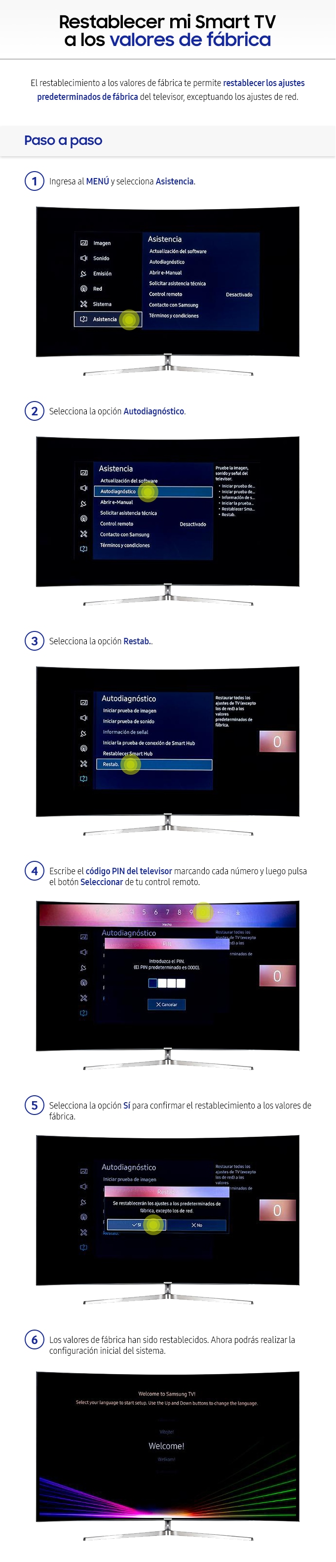 Restablecer mi Smart TV a los valores de fábrica