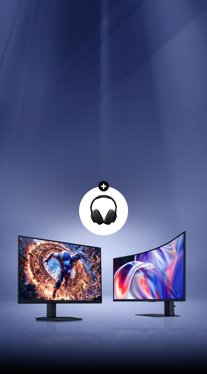 Ein Odyssey-Monitor, ein ViewFinity-Monitor und ein Gutschein für ein JBL Gaming-Headset im Wert von bis zu 350 Euro.