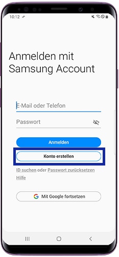 Wie richte ich einen Samsung Account (Samsung Konto) auf meinem