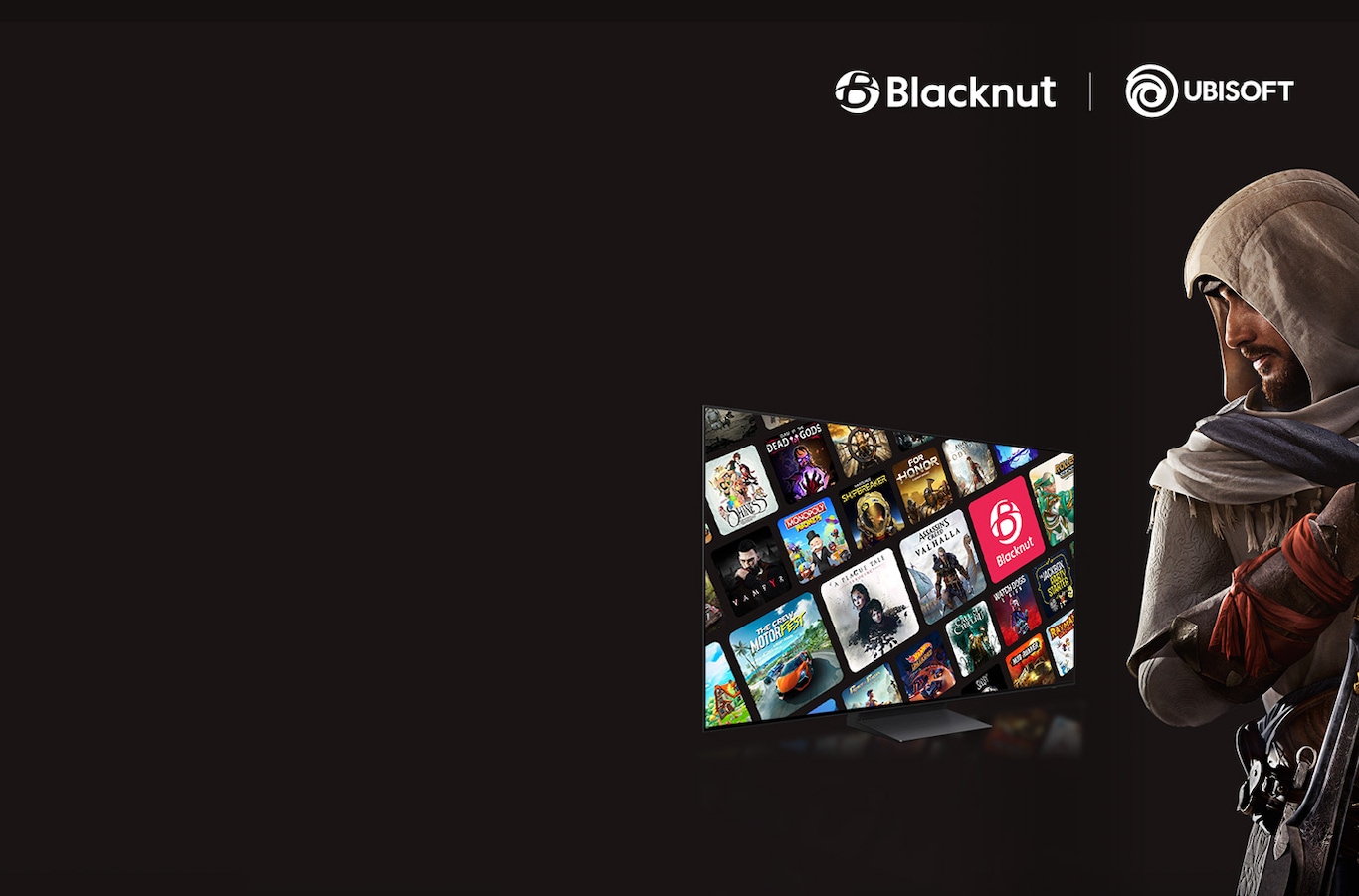 Logo von "Blacknut" & "Ubisoft" auf einem schwarzen Hintergrund