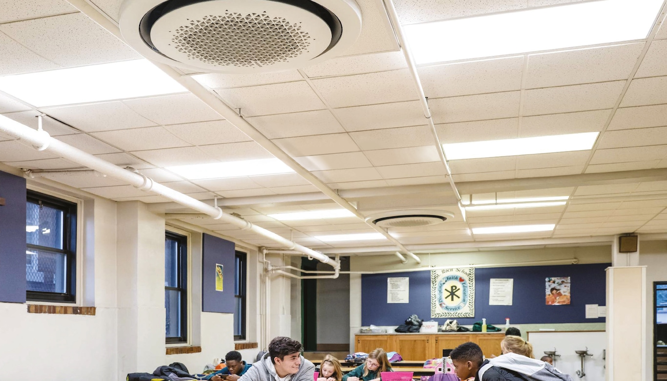 School classroom with students and Samsung aircons